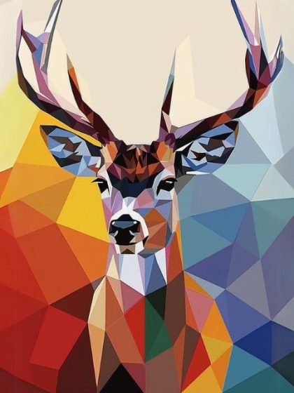 Animal Kits |  Abstract Deer – Paint by Numbers Kit 60x75cm(24×29.5in) Animal Animal Kits