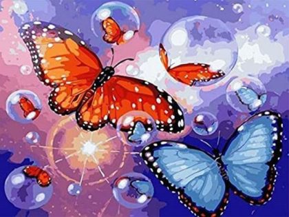 Animal Kits |  Butterflies and Bubbles – Paint by Numbers Kit 60x75cm(24×29.5in) Animal Animal Kits