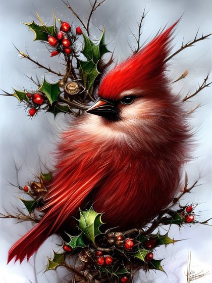 Animal Kits |  Cardinal in Winter – Paint by Numbers 60x75cm(24×29.5in) Animal Animal Kits