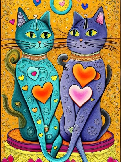 Animal Kits |  Cat Connection of Love 60x75cm(24×29.5in) Animal Animal Kits