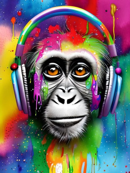 Animal Kits |  Color Splash Popart Chimp 60x75cm(24×29.5in) Animal Animal Kits