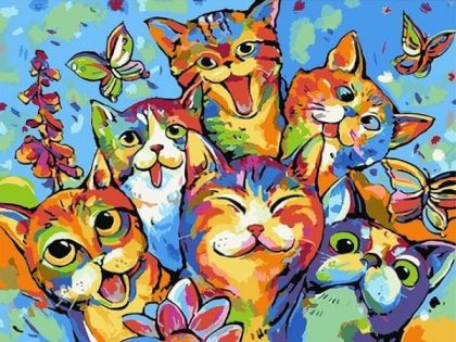 Animal Kits |  Colorful Cats Party 60x75cm(24×29.5in) Animal Animal Kits