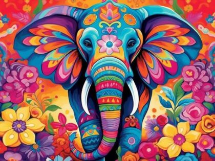 Animal Kits |  Colorful Elephant 60x75cm(24×29.5in) Animal Animal Kits