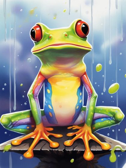 Animal Kits |  Crazy Frog – Paint by Numbers 60x75cm(24×29.5in) Animal Animal Kits