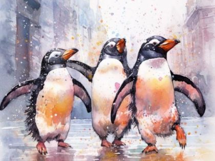 Animal Kits |  Dancing Penguins 60x75cm(24×29.5in) Animal Animal Kits