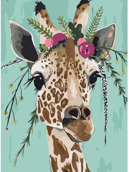 Animal Kits |  Giraffe Crowned with Flowers 60x75cm(24×29.5in) Animal Animal Kits