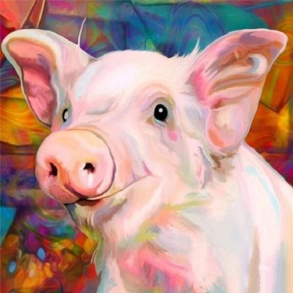 Animal Kits |  Happy Pig 60x60cm(23.5×23.5in) Animal Animal Kits