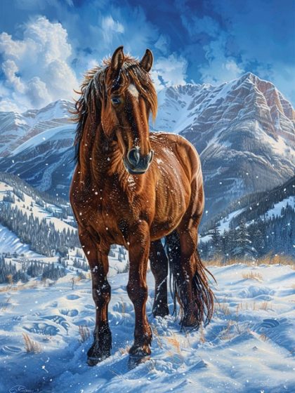 Animal Kits |  Horse in Snow 60x75cm(24×29.5in) Animal Animal Kits