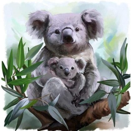 Animal Kits |  Koala with Her Baby 60x60cm(23.5×23.5in) Animal Animal Kits