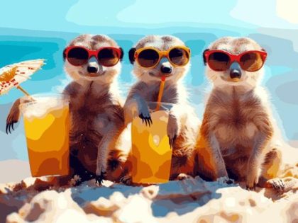 Animal Kits |  Meerkat Family – Paint by Numbers 60x75cm(24×29.5in) Animal Animal Kits