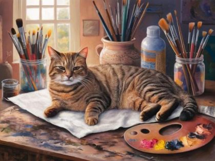 Animal Kits |  My Cat is an Artist 60x75cm(24×29.5in) Animal Animal Kits