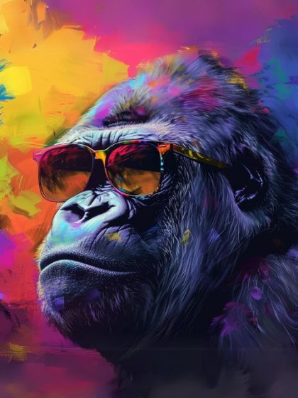 Animal Kits |  Neon Funky Gorilla 60x75cm(24×29.5in) Animal Animal Kits