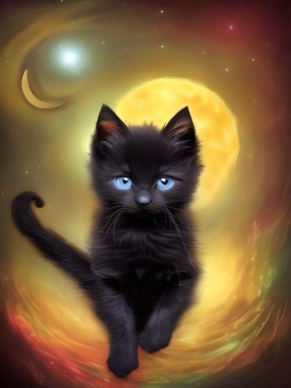 Animal Kits |  Night is Time for Cats 60x75cm(24×29.5in) Animal Animal Kits