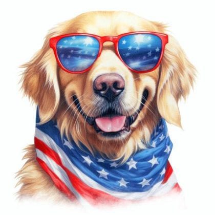 Animal Kits |  Patriotic Golden Retriever 60x60cm(23.5×23.5in) Animal Animal Kits