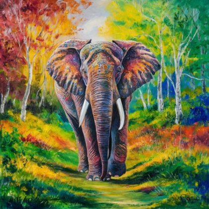 Animal Kits |  Rainbow Elephant 60x60cm(23.5×23.5in) Animal Animal Kits