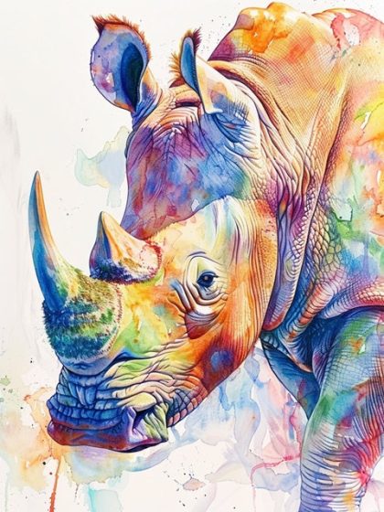 Animal Kits |  Rhino Color Splash 60x75cm(24×29.5in) Animal Animal Kits