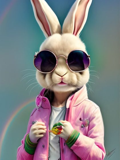 Animal Kits |  Rock Star Rabbit 60x75cm(24×29.5in) Animal Animal Kits