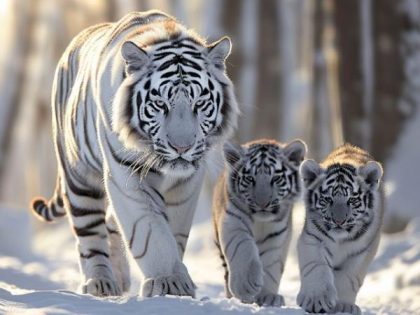 Animal Kits |  Snow Tigers 60x75cm(24×29.5in) Animal Animal Kits