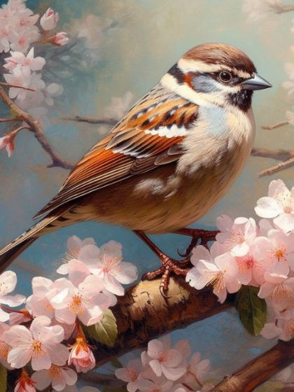 Animal Kits |  Sparrow Paint by Numbers 60x75cm(24×29.5in) Animal Animal Kits