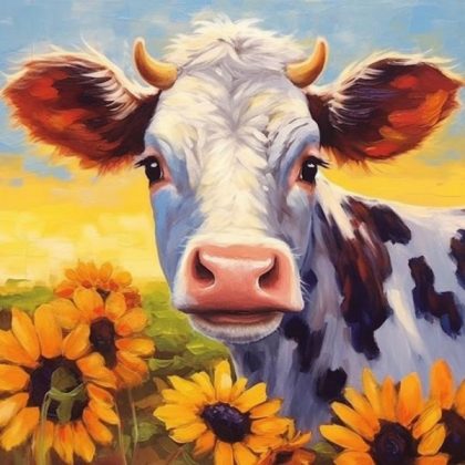 Animal Kits |  Sunflower Calf – Paint by Numbers Kit 60x60cm(23.5×23.5in) Animal Animal Kits