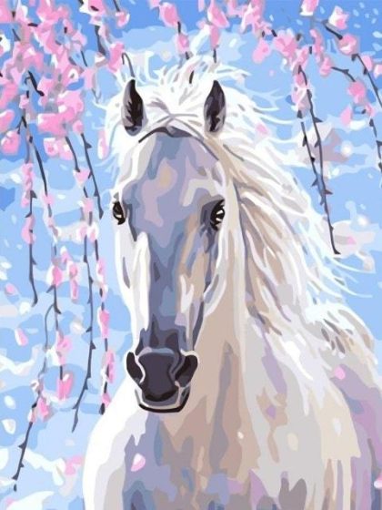 Animal Kits |  White Horse 60x75cm(24×29.5in) Animal Animal Kits