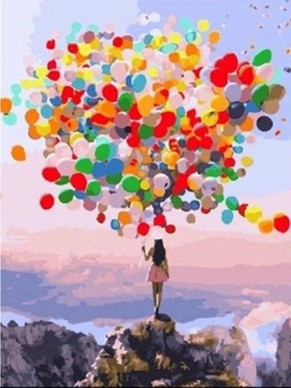 Balloon |  Girl with Balloons – Paint by Numbers Kit 60x75cm(24×29.5in) Balloon Balloon