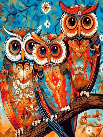 Bird |  Mosaic Owls 60x75cm(24×29.5in) Animal Bird