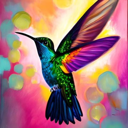 Bird |  Vibrant Hummingbird 60x60cm(23.5×23.5in) Animal Bird