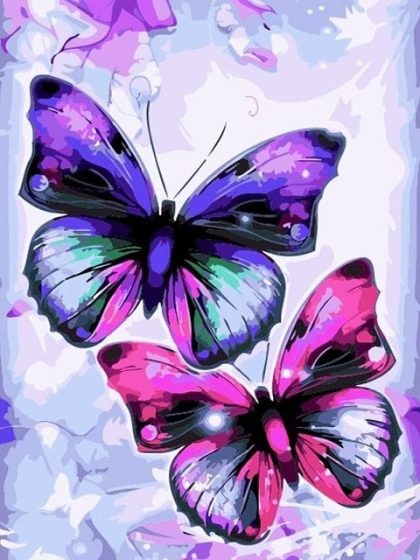 Butterfly |  Pink Butterflies – Paint by Numbers Kit 60x75cm(24×29.5in) Animal Butterfly