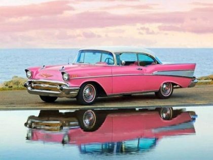 Car |  Beautiful Pink Old Car 60x75cm(24×29.5in) Vehicle Car