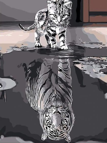 Cat |  Cat and Tiger 60x75cm(24×29.5in) Animal Cat