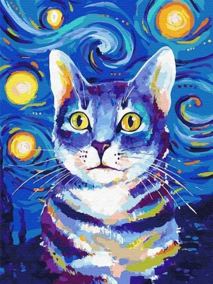 Cat |  Starry Night Cat 60x75cm(24×29.5in) Animal Cat