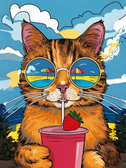 Cat |  Summer Cat Chill 60x75cm(24×29.5in) Animal Cat