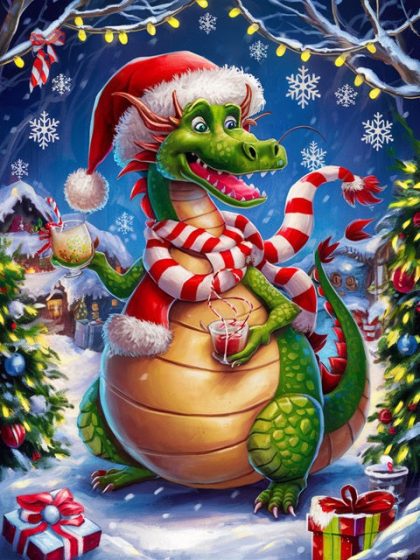 Christmas |  Christmas Dragon Cheer 60x75cm(24×29.5in) Christmas Christmas