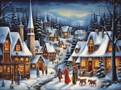 Christmas |  Christmas in the Town 60x75cm(24×29.5in) Christmas Christmas