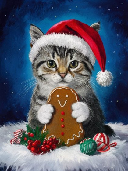 Christmas |  Christmas Kitty 60x75cm(24×29.5in) Christmas Christmas