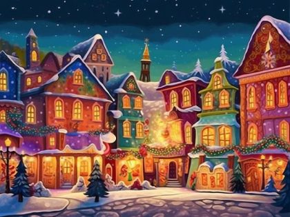 Christmas |  Christmas Town 60x75cm(24×29.5in) Christmas Christmas