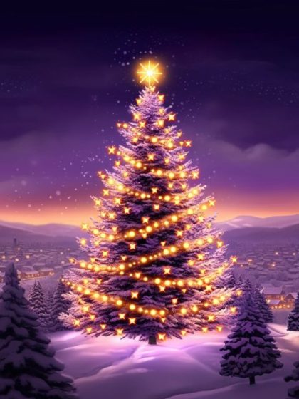 Christmas |  Purple Forest Christmas Tree 60x75cm(24×29.5in) Christmas Christmas