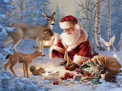 Christmas |  Santa Claus and Animals – Paint by Numbers Kit 60x75cm(24×29.5in) Christmas Christmas