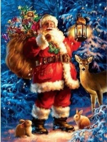 Christmas |  Santa Claus with Deer – Paint by Numbers Kit 60x75cm(24×29.5in) Christmas Christmas