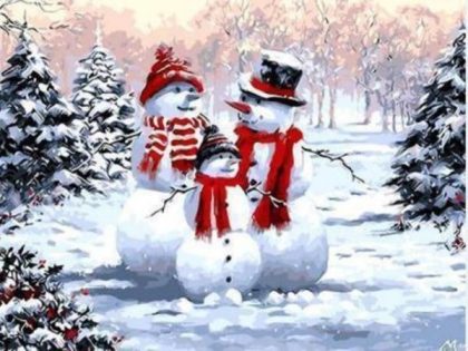 Christmas |  Snowman Family 60x75cm(24×29.5in) Christmas Christmas