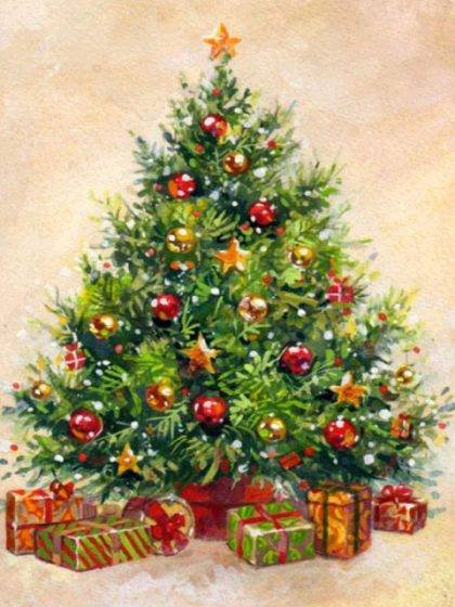 Christmas |  Vintage Christmas Tree 60x75cm(24×29.5in) Christmas Christmas