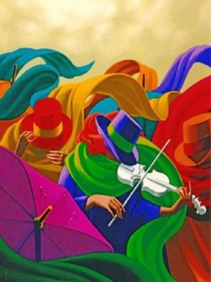 Colorful |  Abstract Violinist 60x75cm(24×29.5in) Colorful Colorful