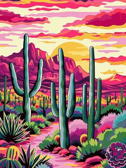 Colorful |  Cactus Wilderness 60x75cm(24×29.5in) Colorful Colorful