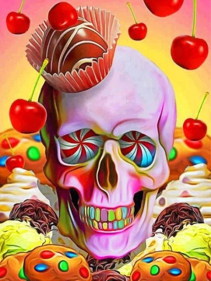 Colorful |  Cherries Skull – Paint by Numbers Kit 60x75cm(24×29.5in) Colorful Colorful