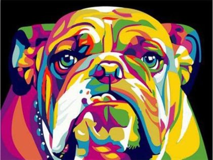 Colorful |  Neon Bulldog 60x75cm(24×29.5in) Colorful Colorful