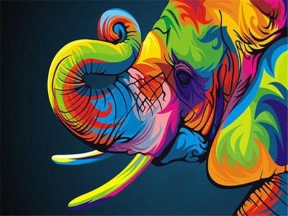 Colorful |  Neon Elephant 60x75cm(24×29.5in) Colorful Colorful