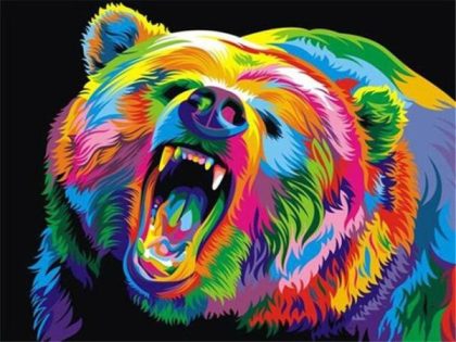 Colorful |  Neon Grizzly Bear 60x75cm(24×29.5in) Colorful Colorful