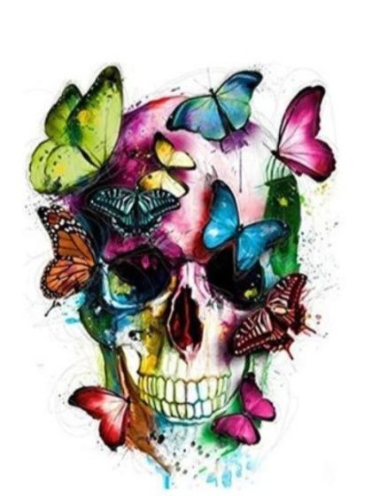 Colorful |  Skull and Butterflies – Paint by Numbers Kit 60x75cm(24×29.5in) Colorful Colorful