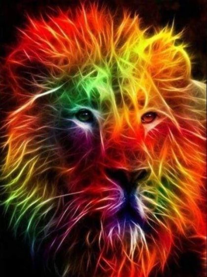 Colorful |  Smoke Neon Lion 60x75cm(24×29.5in) Colorful Colorful